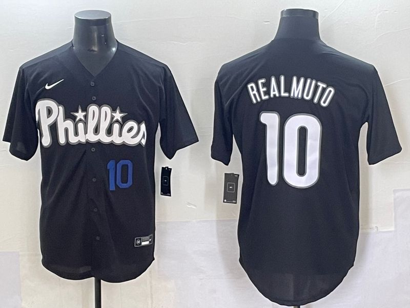 Men 2025 Philadelphia Phillies #10 Realmuto Black Fashion Nike MLB Jersey style 7091->philadelphia phillies->MLB Jersey